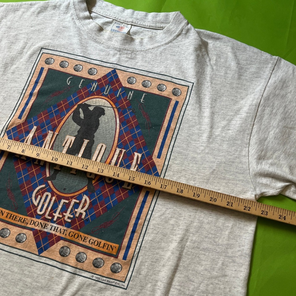 Vintage 1995 Genuine Antique Golfer T-Shirt XL Gray Laid Back Ent Single Stitch - Picture 5 of 7